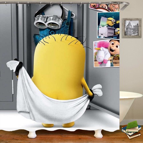 Cartoon Minion Pattern Waterproof Fabric Shower Curtain Bathroom Curtain 70/"