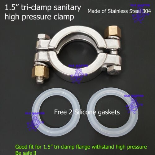 1.5/" Tri-clamp sanitary high pressure clamper for close loop extract free gasket