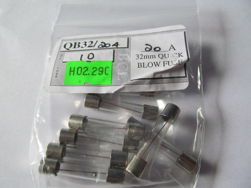PACK OF 10 BRAND NEW 32mm QUICK BLOW FUSE CLEARANCE 20 AMP