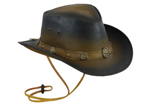 Australian western style cowboy leather bush hat Free postage UK Stock