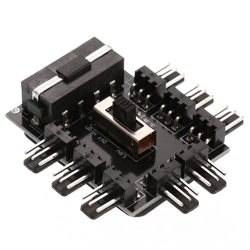 8 Way 3 gear PC PCI Cooler Cooling Fan Speed Controller Hub 4//3pin Power Adapter