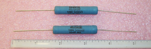 40J5K0E OHMITE 5K Ohm 10W 5/% AXIAL SILICONE-CERAMIC WIREWOUND RESISTORS QTY 10