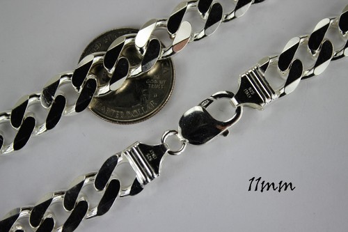 .925 Sterling Silver Cuban Link Chain Necklace 1mm ~ 13mm Men Women 16/" ~ 40/"
