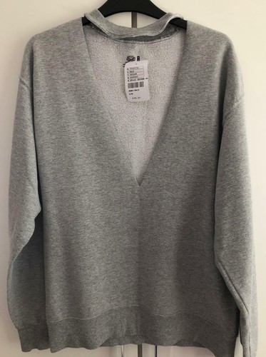 URBAN Outfitters Rinnovo grigio vintage girocollo taglio felpa maglione S//M M//L