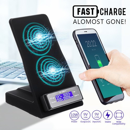 Cargador Rápido Original Qi inalámbrico carga rápida Soporte Para Samsung S8 iPhone X 8