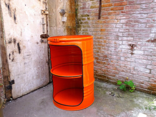 Fassmöbel design étagère baril de pétrole meubles 210 L Tonneau orange avec éclairage