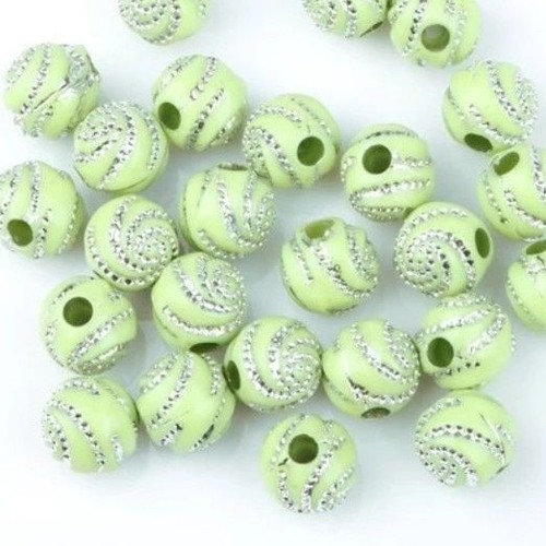 50pcs X 10mm Sparkling Silver Swirl Acrylic Beads for Jewellery various colours