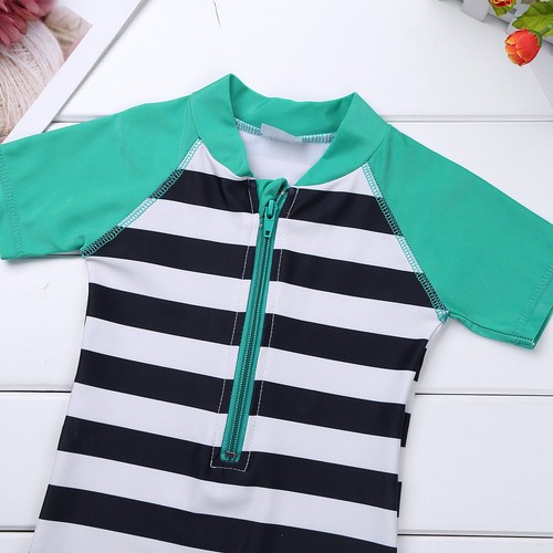 Baby Boys Girls One-Piece Zippered Swimwear Sun Protective Rash Guard Swimsuit
