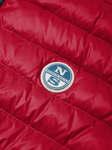 Gilet smanicato da uomo rosso blu North Sails Frank West piuma casual zip tasche