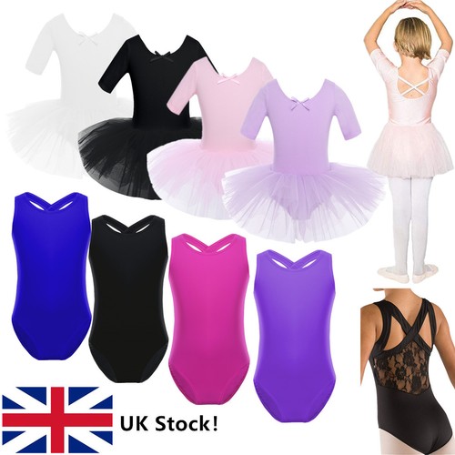 UK Stock Girl Kid Ballet Dress Dance Leotard Gymnastics Tutu Skirt Fancy Costume
