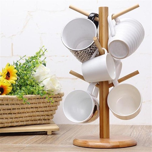 Wooden Tree Rack Mug Cup Holder Stand Coffee Storage Wooden Kitchen Display DB