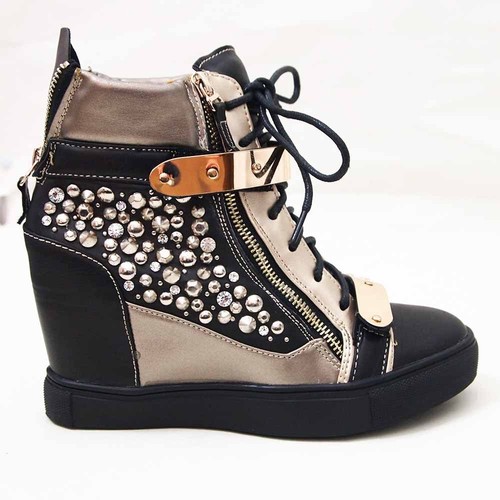 SCARPE DONNA SNEAKERS FASHION BORCHIE DECOLTE POLACCHINE ZIP ZEPPA INTERNA J1506