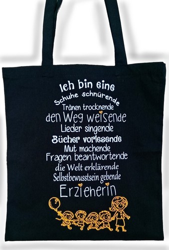 Erzieherin Kinder KITA Sozialberuf sozial Stofftasche m schulterlangen Henkel