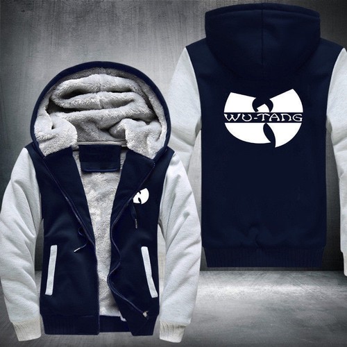 WU-TANG Print Mens Winter Fleece Hoodie Zipper Thicken Coat Jacket Sweatshirt ZL