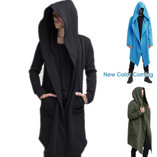 Men/'s Spring Fashion Long Sleeve Hooded Cloak Jacket Casual Solid Color Cardigan