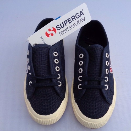 UK2.5 SUPERGA KIDS BOY GIRL 2750 JCOT CLASSIC NAVY WOVEN CANVAS TRAINER UK11