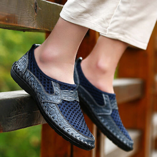 Men Slip On Comfort Shoe Casual Zip Leather Moccasins Loafers Flat Driving Smart