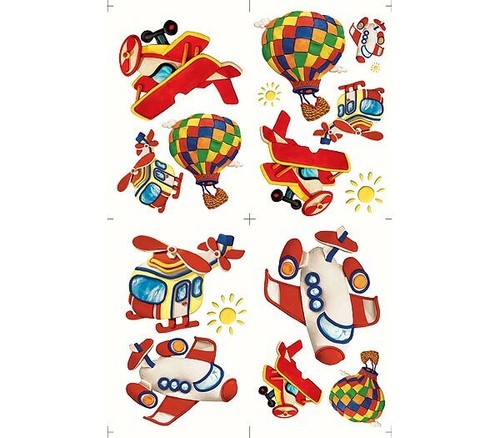 Wall Decal Removable Sticker Kids Decor Clay Aviation Air Plane Hot Air Balloon