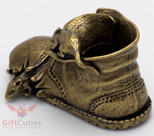 Solid Brass Figurine of torn by rats vintage old shoe boot talisman IronWork