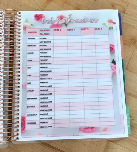 Debt Tracker Two Sided Dashboard for use w Erin Condren Planner