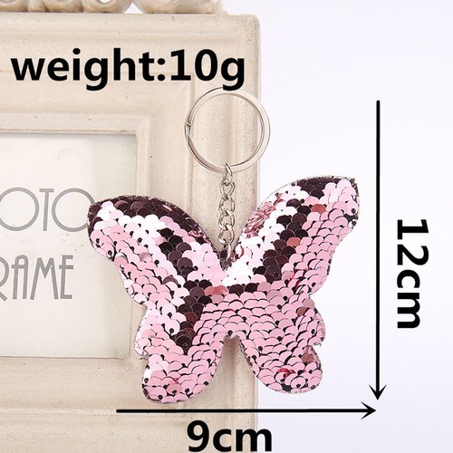 Butterfly Keychain Glitter Sequins Key Chain Gift Car Bag Accessories Key Ring~
