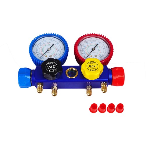 ECO 4 Way AC Refrigeration Charging kit Service Gauge Manifold Coupler Adapters