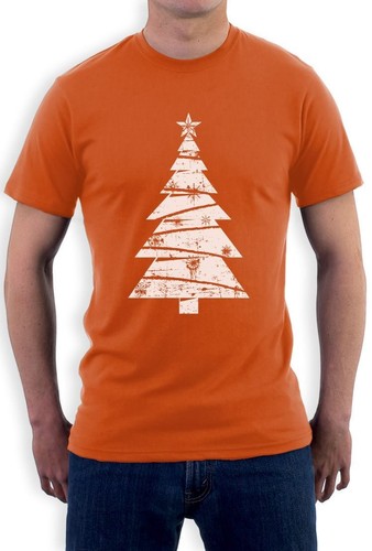 Xmas Gift Idea T-Shirt Holidays Clothing Big White Distressed Christmas Tree