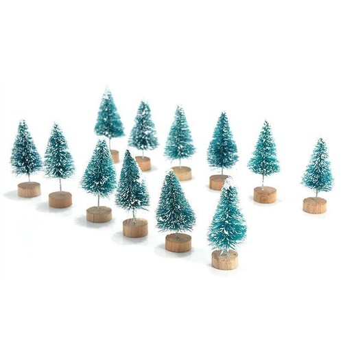 12x Mini Sisal Christmas Trees Ornament Snow Frost Small Pine Tree XMAS Decor