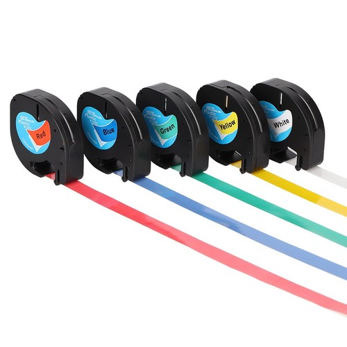 5PK LetraTag Tape DYMO LT-100H 91331 91332 91333 91334 91335 12mm 4m Laminated