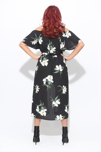 John Zack Playsuit Bardot Off Shoulder Navy Black//Red Floral