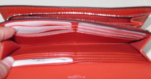 Coach Signature Slim Envelope New Wallet Orange Red /& Khaki F54022 NWT $250