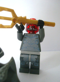 LEGO Atlantis Minifigure Hammerhead Warrior 7984 7977 w Trident + Small Base