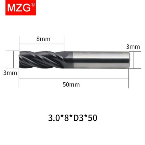MZG 1PC 4 Flute HRC45 CNC 4 6 8 10 12 Lathe Milling Cutter Tool Carbide End Mill