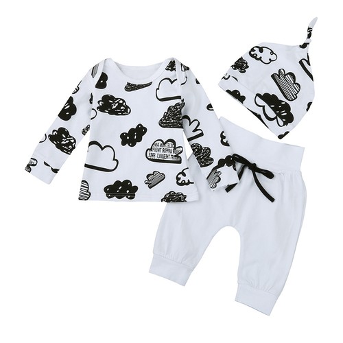 Toddler Infant Baby Girl Boy Cloud Print T Shirt Tops+Pants Outfits Clothes Set