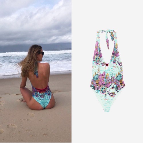 ZARA Woman BNWT Multi-Coloured Gondola Print Halter Neck Swimsuit S//M//L 5410//005