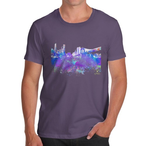 Twisted Envy New York Skyline Ink Splats Men/'s Funny T-Shirt