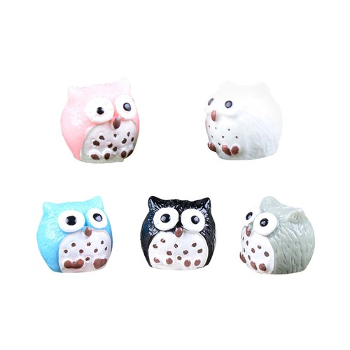 5Pcs Owls Miniature Mini Resin Home Garden Succulent Bonsai Craft Fairy Decor
