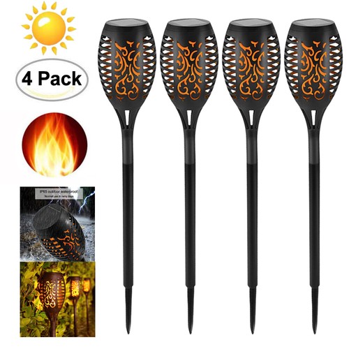 1-8 Pack Solar Power Torch Light LED Fire Flickering Dancing Garden Flame Lights