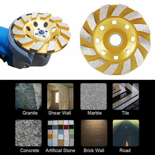 US 4/" Gold Diamond Segment Bowl Cup Grinding Wheel Concrete Grinder Disc Tool