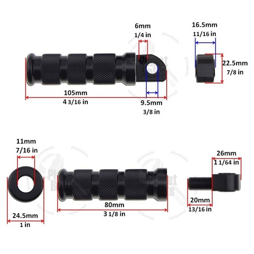 Black Rear Sport Foot Peg For Yamaha YZF R3 R6 R1 FZ FZR Step Set Passenger Bar
