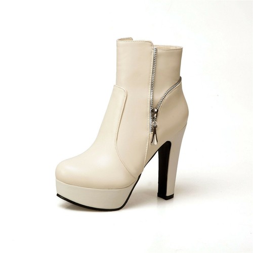 Womens Zipped Candy Ankle Boots Prom Booties Stylish Pumps High Heels Shoes