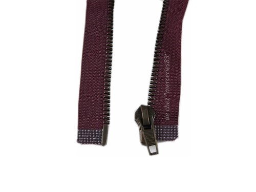Fermeture éclair BORDEAUX ouvrable métal LAITON de 50 cm à 80 cm au choix