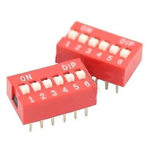50PCS Red 2.54mm Pitch 6-Bit 6 Positions Ways Slide Type DIP Switch
