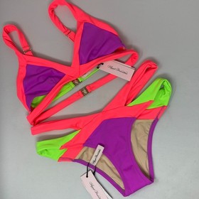 Agent Provocateur Mazzy Pink Green Purple Bikini Set AP2 Small NWT