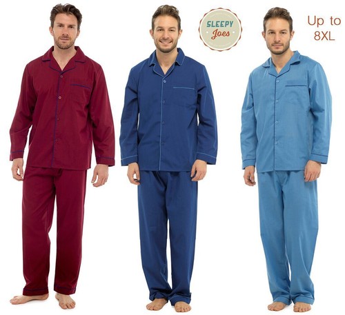 Mens Pyjamas Sets Classic Plain PJs Nightwear