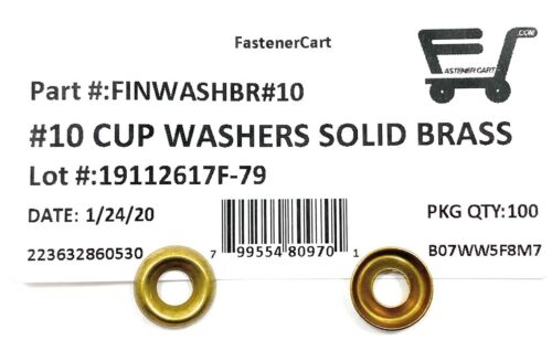 #10 Solid Brass Finishing Washers Cup Washers Fast Free Shipping 100
