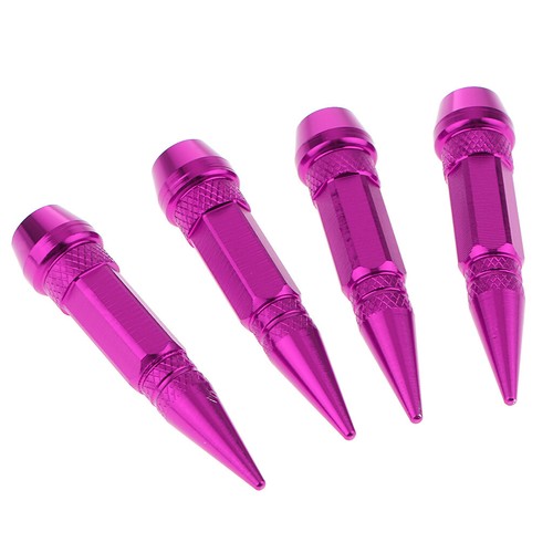4pcs Purple Stainless Steel Spike Wheel Tire Valve Stem Car Air Caps Covers