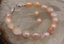 Details about / Freshwater Peach//Pink Pearl Bracelet with Sterling Silver Crystal Heart Clasp.