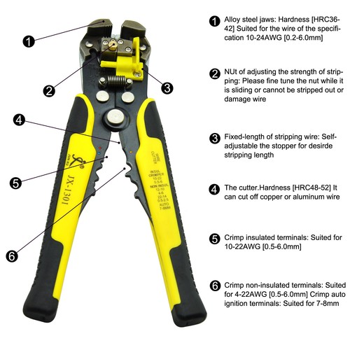 8/'/' Metal Self-Adjusting Wire stripper Cable Cutter Electrician Crimping Tool