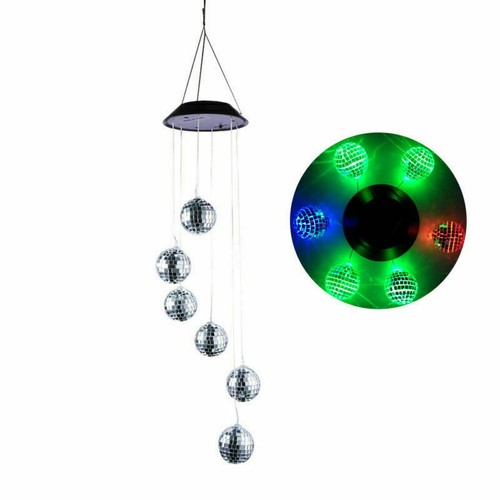 LED Solar-Windspiel Mobile Gartendeko Dekoration Garten Balkon Terrasse Glas NEU